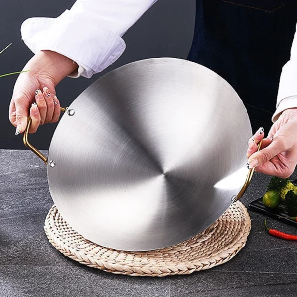 Stainless Steel Wok Golden Handle